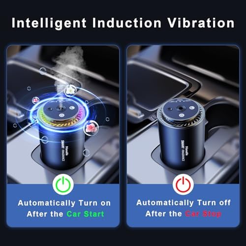 2025 Upgrade Smart Car Air Freshener, Rechargeable Car Air Freshener Diffuser with Starlight Projector & Atmosphere Light, Adjustable Car Freshener with Ultrasonic Tech & Auto On/Off, 50ml Perfume