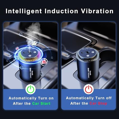 2025 Upgrade Smart Car Air Freshener, Rechargeable Car Air Freshener Diffuser with Starlight Projector & Atmosphere Light, Adjustable Car Freshener with Ultrasonic Tech & Auto On/Off, 50ml Perfume