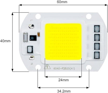 Pack of 6, LED COB Chip AC110V 50W/30W/20W Smart IC Driver DIY LED Floodlight Spotlight Household Bulbs(Warm White 110V,20w)