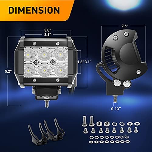 GOOACC 12Inch 72W Led Light Bar 2PCS 4 Inch 18W LED Pods Led Driving Fog Lights with 16AWG Off Road Wiring Harness-3 Leads for Truck Golf Cart SUV ATV UTV Boat, 2 Years Warranty