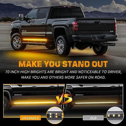 XRIDONSEN 2PCS 70 inch Running Board Emergency Lights Amber Strobe Lights