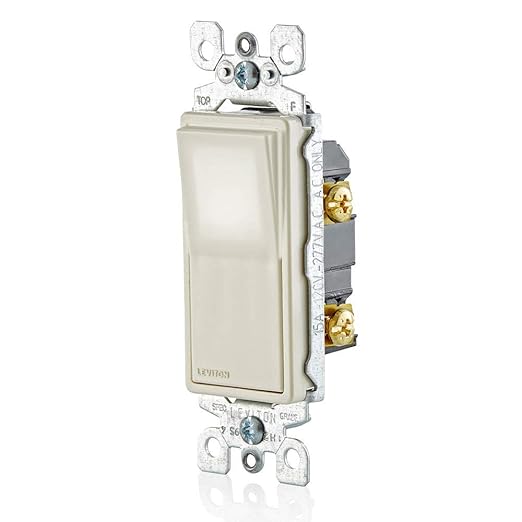 Leviton 15 Amp Decora LED Illuminated Light Wall Switch, Single-Pole, L5611-2T, Light Almond