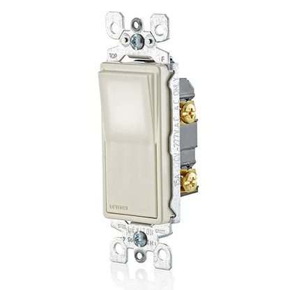 Leviton 15 Amp Decora LED Illuminated Light Wall Switch, Single-Pole, L5611-2T, Light Almond