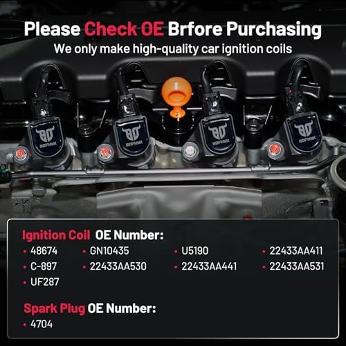 BDFHYK 6 Ignition Coil Pack UF287 and 6 Iridium Spark Plug 4704 Compatible with Subaru 2006-2007 B9 Tribeca, 2008-2009 Legacy, 2001-2003 2005-2009 Outback, 2008-2009 Tribeca 3.0L H6 Coil for GN10435