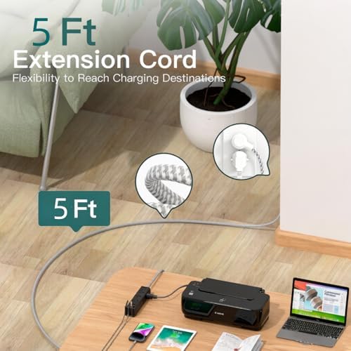 Power Strip Surge Protector with 12 AC Outlets 4 USB, 5FT Extension Cord