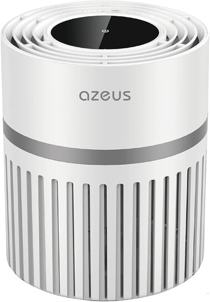 AZEUS Air Purifier for Home, HEPA Filter Captures 99.97% Dust & Smoke, 3-Stage Filtration System, Helps promote better sleep, Portable, White