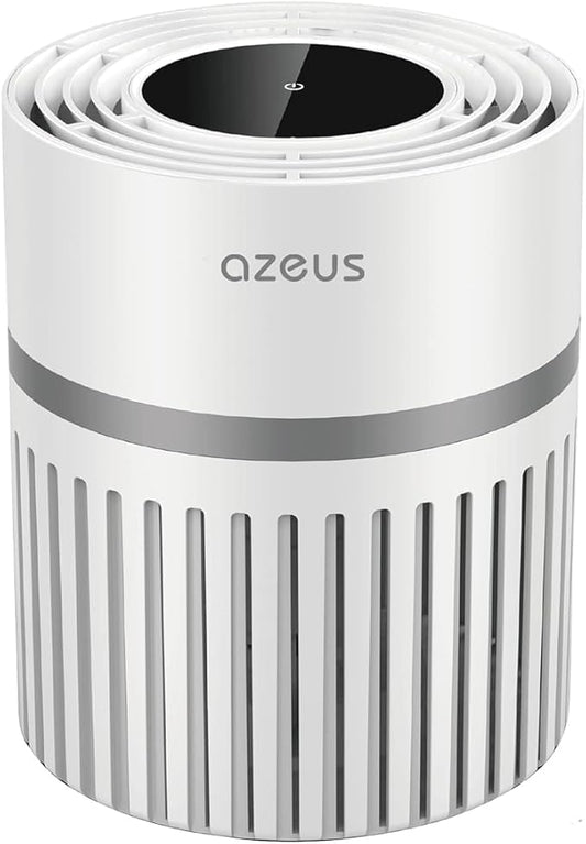 AZEUS Air Purifier for Home, HEPA Filter Captures 99.97% Dust & Smoke, 3-Stage Filtration System, Helps promote better sleep, Portable, White