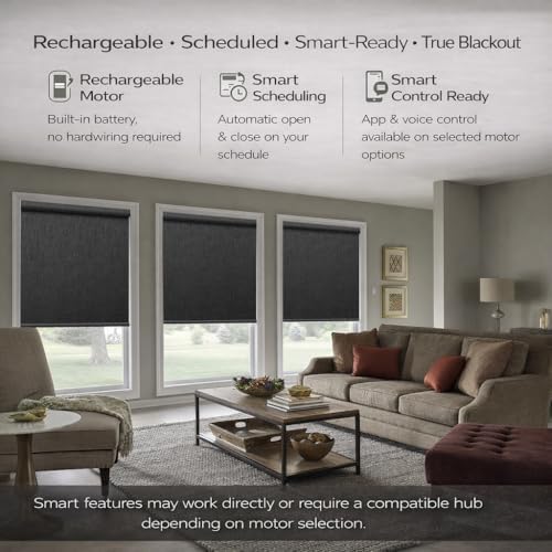 ZSHINE Motorized Blackout Roller Shades Remote Control Rechargeable(82164F)