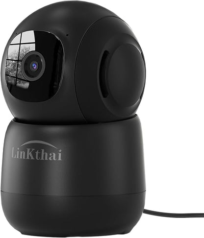 Indoor Camera, 2K Cameras for Home Security with App Motion Detection Auto Tracking Alarm Live Notice Schedule Default Location, Pet Camera with Night Vision, 2.4 GHz, Black