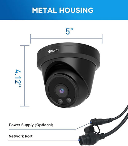 4COVR 5MP PoE Security IP Camera, Outdoor Wired Surveillance Video Camera with Audio, Smart Human/Vehicle Detection, 110° Wide Angle 100ft IR Night Vision, 2.8mm Lens, IP67 Weatherproof, LY97AB5MA