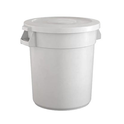 20 Gallon White Round Commercial Trash Can with Lid, Heavy-Duty Food Grade NSF Certified, Perfect for Restaurant, Office, School, Garage, Backyard, Workshop, Warehouse