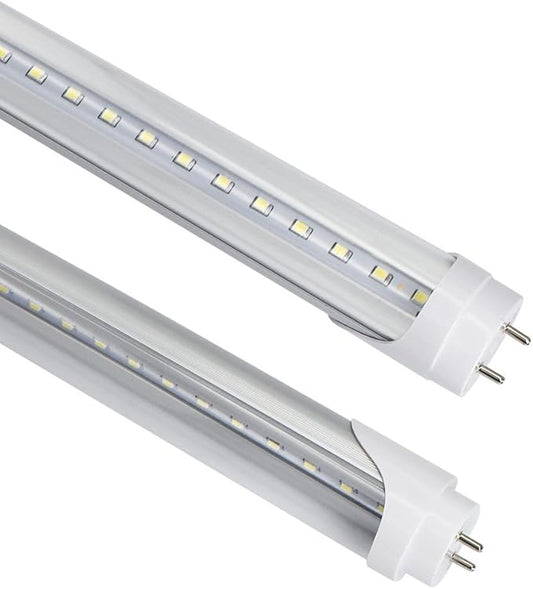 LightingWill LED T8 Light Tube 4FT, Daylight White 5000K, Dual-End Powered Ballast Bypass, 2000Lumen 18W (40W Equivalent Fluorescent Bulb Replacement), Clear Cover, AC85-265V Lighting Fixture, 4 Pack…