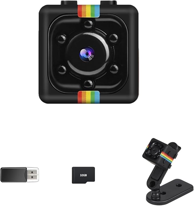 No WiFi Security Camera, Spy Camera with 32GB TF Card, 1080P FHD, Photoshoot, 360° Rotation Bracket, Small Mini Cameras for Indoor, Outdoor Security