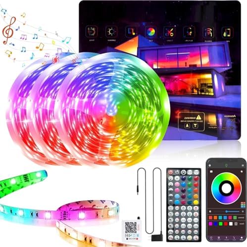 GANZQH 300FT RGB Led Lights for Bedroom with Remote & App Control, 3*100FT