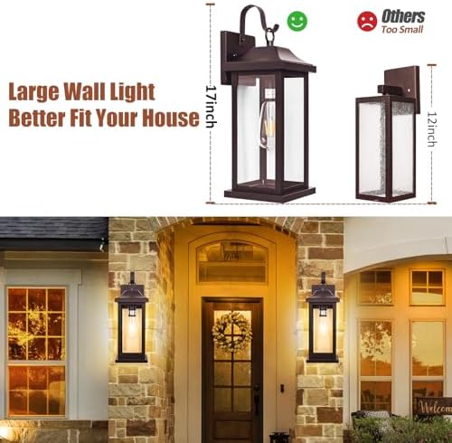 2-Pack Large Bronze Outdoor Light Fixtures for House