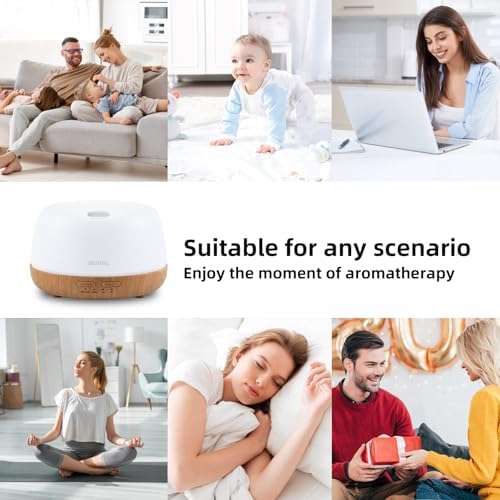 SEEDSEEL 300ML Essential Oil Diffuser with 7-Color LED Lights and Remote Control, Modern Minimalist Design, High-Efficiency Ultrasonic Mist Aromatherapy Diffuser for Home
