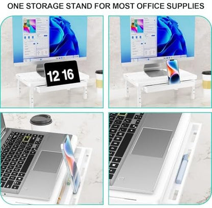 WALI Computer Monitor Stand with Storage, Monitor Riser 3 Height Adjustable