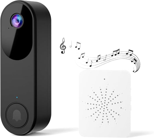 Wireless Doorbell Camera, Smart Door Camera Wireless with Live View Video, Night Vision, Two-Way Audio, Battery Powered, 2.4GHz WiFi Only