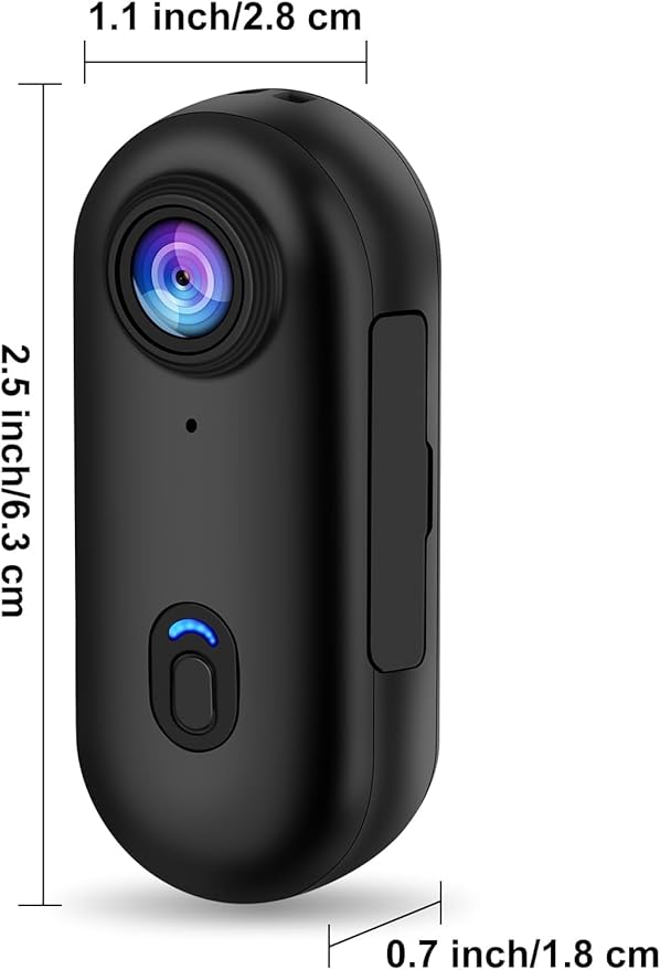 64GB FHD 1080P Mini Body Camera, Wearable Action Body Cam, Thumb Size Hands Free Recording Body Worn Camera, Premium Portable Camcorder Mount Anywhere for Pet Walking, Work, Travel (Black)