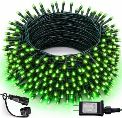 DAZZLE BRIGHT Christmas 300 LED String Lights, 100FT Connectable String Lights with 8 Lighting Modes, Xmas Vintage Decorations for Indoor Outdoor Party Supplies Yard Garden Decor (Green)