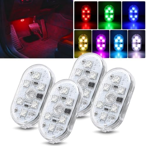 Nilight 4 PCS 7 Colors Wireless Magnetic RGB LED Interior Lights