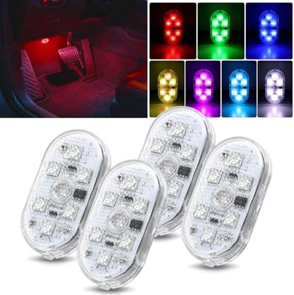 Nilight 4 PCS 7 Colors Wireless Magnetic RGB LED Interior Lights