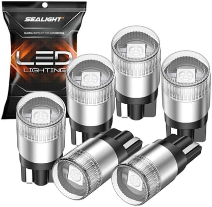 SEALIGHT 194 LED Bulb Blue, 168 2825 T10 W5W Bright LED Chips, Dashboard Light, Dome Light, Map Light, Door Light, Courtesy Light, License Plate Light, Pack of 6