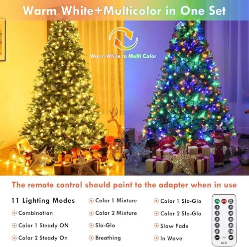 100 LED Connectable String Lights with Remote, Warm White to Multicolor