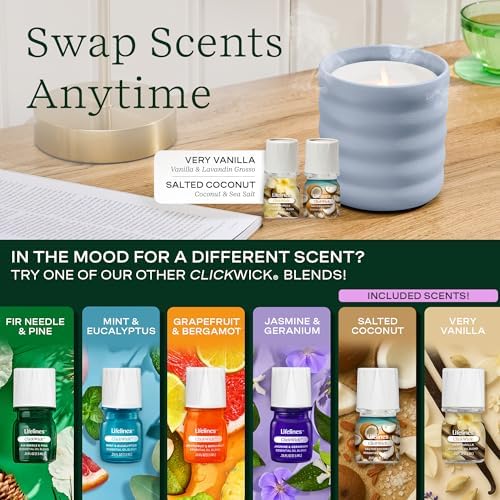 Lifelines Flameless Candle Diffuser with 2 Clickwick Essential Oil Blends
