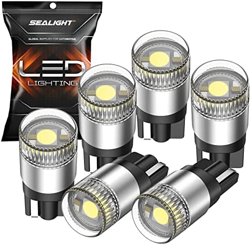 SEALIGHT 194 LED Light Bulbs 6000K White, W5W 168 2825 T10 Car Interior Light Bulb Replacement for License Plate Light, Dome Light, Map Light, Courtesy Light, Pack of 6