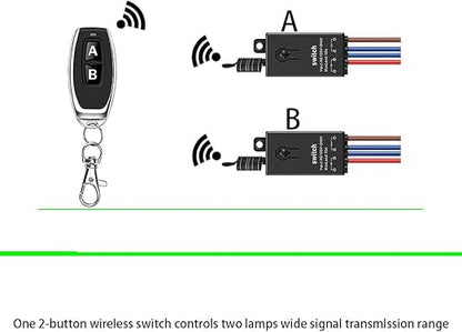 2 Way Mini Remote Control Switch,AC 110V/120V/220V/240V/10A Relay ON/Off Switch with 328FT Long Range,Wireless RF Switch for Pump,Lamps,LED Lights,Fans(2 Remote Controls,2 Receivers)
