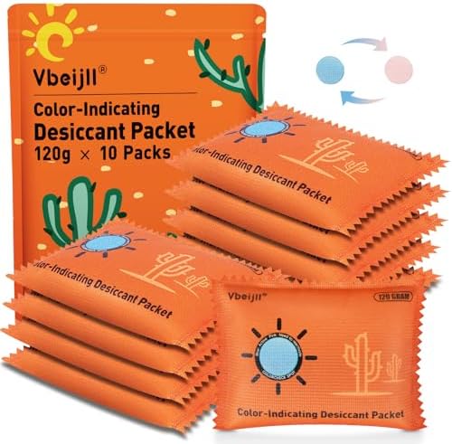 120 Gram (10 Pack) Color-Indicating Desiccant Packs for Storage