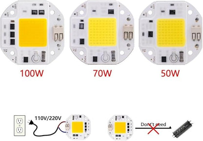 5pcs 50W 70W 100W COB LED Chip High Power 220V Smart IC No Need Driver LED Chip for Spotlight Floodlight Lampada DIY Lighting(Grow Light,220V_50W)