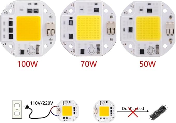 3pcs COB LED Chip High Power 50W 70W 100W 220V Smart IC No Need Driver LED Chip for Spotlight Floodlight Lampada DIY Lighting(Grow Light,220V_100W)