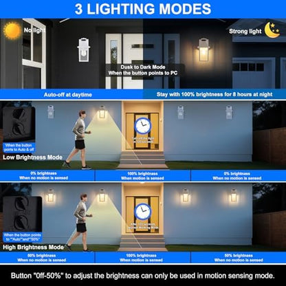 White Porch Light with GFCI Outlet & Motion Sensor,Dusk to Dawn Porch Light