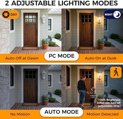 Porch Lights Outdoor Motion Sensor Wall Sconce Anti-Rust Aluminum, Exterior Outdoor Wall Lights Dusk to Dawn Porch Light Fixture Wall Mount for House Outside Patio Large White