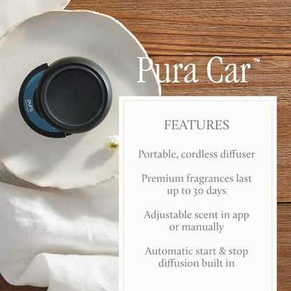 Thymes Pura Car Diffuser Refills – 2 Pack of Vehicle Air Fresheners – Air Freshener Car Accessories for Women & Men – Notes of Cedar Wood, Lavender & White Pepper (Washed Linen, Pack of 2)
