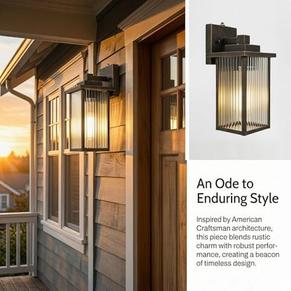 13" Black Brush Gold Dusk to Dawn Wall-Mounted Porch Light