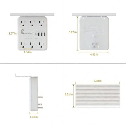 Overtop Power Charger with Shelf,Wall Outlet Extender,Surge Protector 1800J