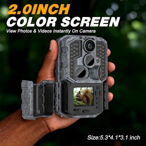 WOSPORTS Trail Camera,48MP 4K 0.2S Trigger Motion Activated,Game Camera with Night Vision IP66 Waterproof 2.0''LCD for Outdoor Scouting Wildlife Monitoring Home Security