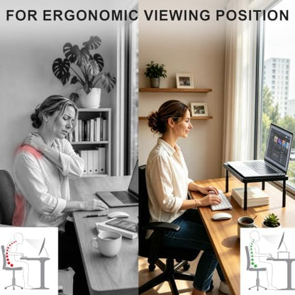 WALI Dual Monitor Riser for Desk, Adjustable Laptop Riser, up to 44 lbs