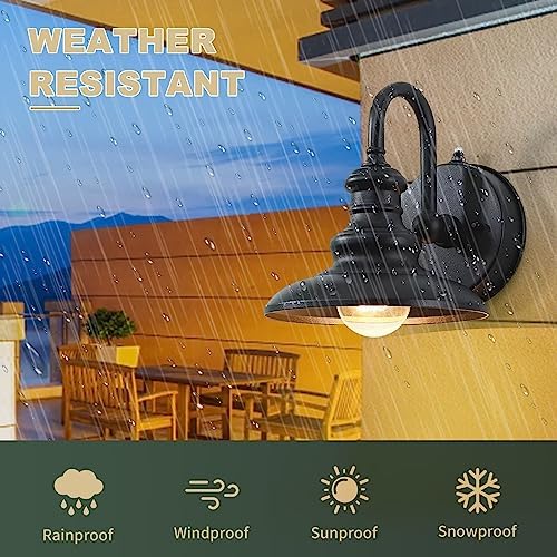 Dusk Dawn Sensor Outdoor Wall Sconce Black Exterior Gooseneck Barn Light