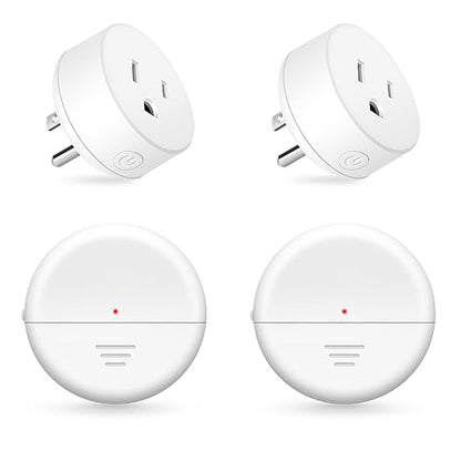NineLeaf Wireless Motion Sensor Plug, PIR Sensor Outlet with Timer Setting to Auto Turn On/Off, Adjustable Detection Range, 15A/1500W Remote Control Plug for Christmas Lights, Fans(2Sensor 2Plugs)