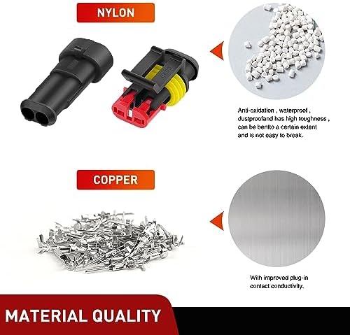 Nilight 200PCS 2 Pin Electrical Connector ‎Plug with Male Female Terminals
