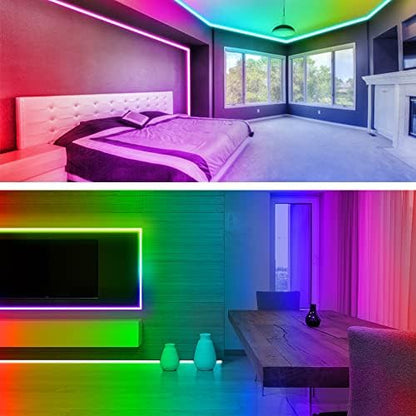 RUISHINE Battery Operated LED Strip Lights 20ft, Battery Powered LED Strip Lights for Bedroom Color Changing APP Remote, USB Led Lights for TV, Room, Kitchen, Party