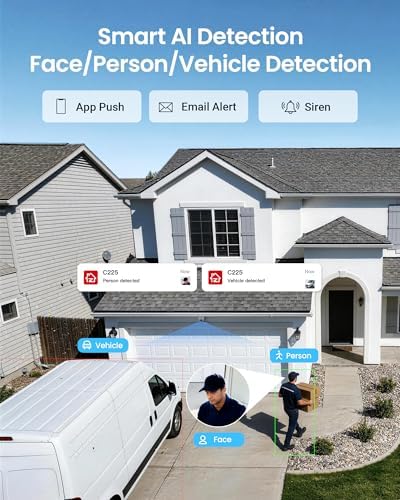 ZOSI 4K PoE Home Security Camera System with Person Vehicle Detection, 8X 4K Outdoor Indoor Cameras, 2 Way Audio, Color Night Vision, Spotlight, 8 Ports 16CH 8MP NVR with 2TB HDD for 24/7 Recording