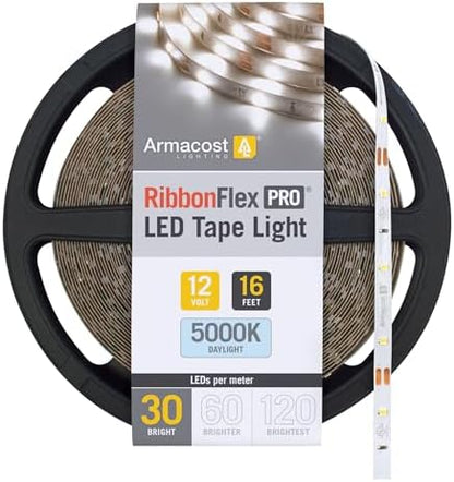 Armacost Lighting RibbonFlex Pro 12V White LED Strip Lights 30 LED/m, 5000K, 16.4 ft, 161230