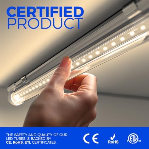 Barrina T8 LED Shop Lights 2FT, 20W 3000LM 3000K, 2 Pack, High Output Tube