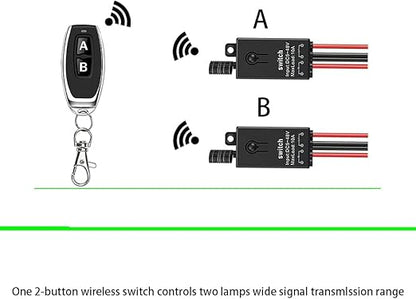 12v Remote Control Switch,2 Way Mini Wireless Switches,DC 12V/24V/48V/10A Relay with 328FT Long Range,Wireless RF Switch for Motor,Lamps,LED Lights,Fans(Normally Closed)