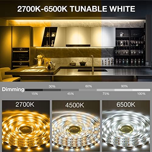 DAYBETTER Under Cabinet Lighting kit, 10 PCS LED Strip Lights with Remote, Dimmable Under Cabinet Lights for Kitchen Cabinet, Counter, TV Back,Showcase 2700K-6500K Warm to Daylight White,Timing,16.4ft